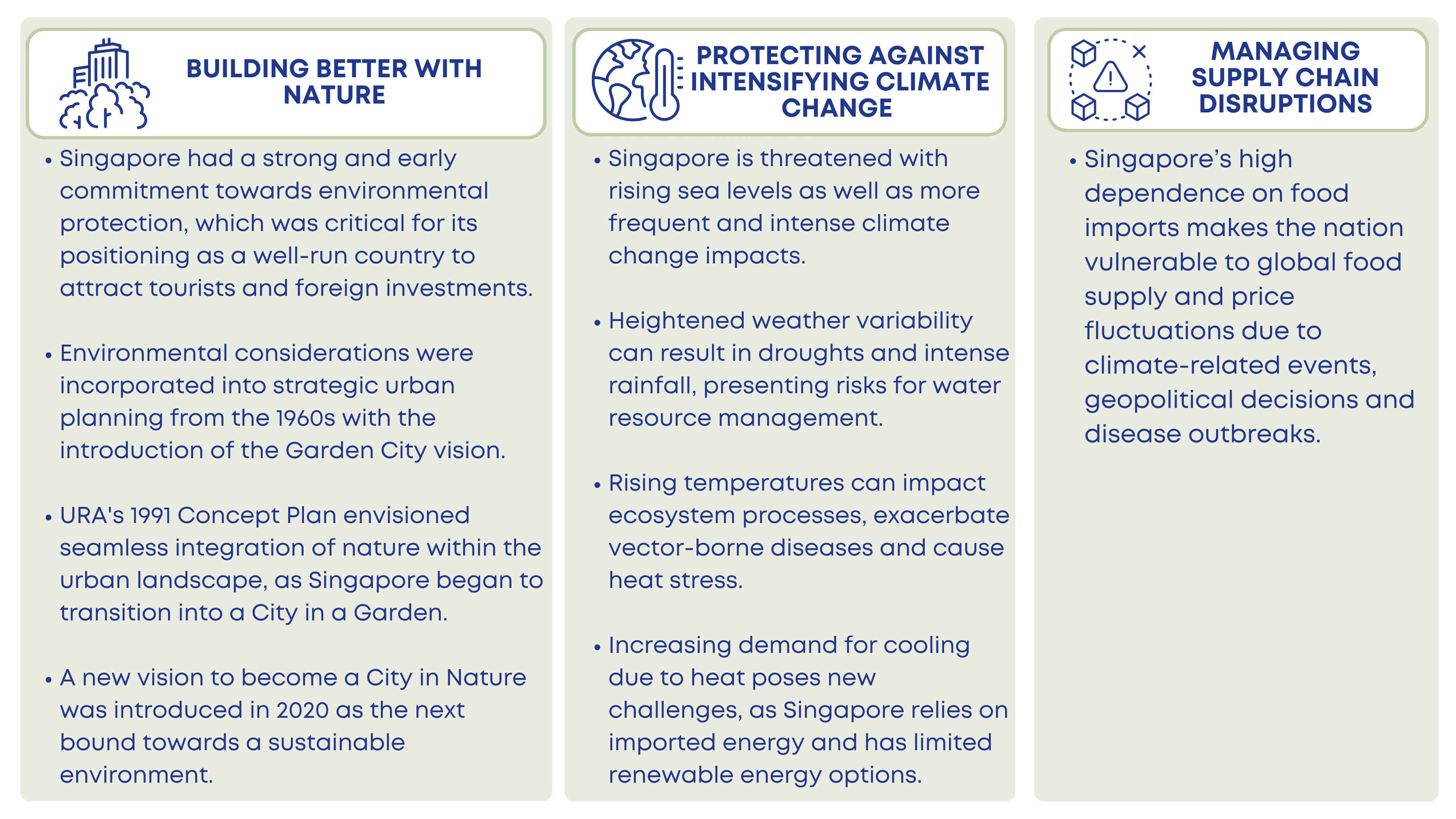 Building better with nature, protecting against intensifying climate change, managing supply chain disruptions